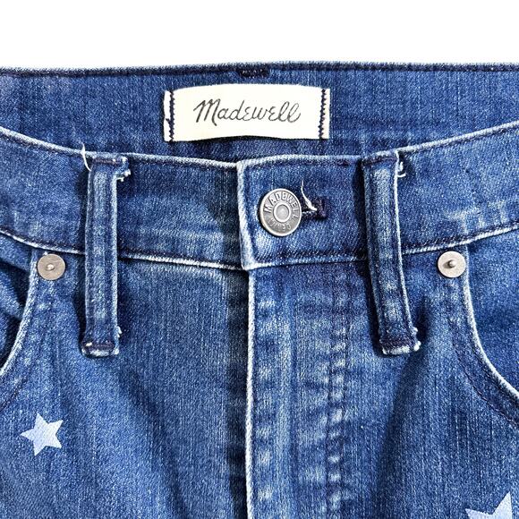 Madewell Cali Demi-Boot Jeans Star Mini Flare High Rise Cropped Jeans Blue 28 - Picture 10 of 16